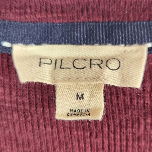 Pilcro by Antropologie Ruffled Raglan Thermal Top In Two Tone Purple Medium - Picture 6 of 8